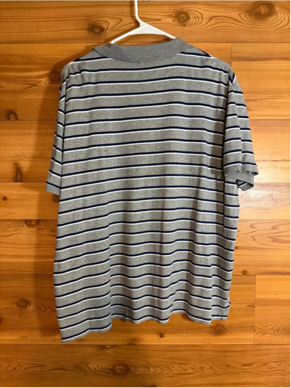 Polo Ralph Lauren mens gray navy white striped short sleeve polo shirt XL